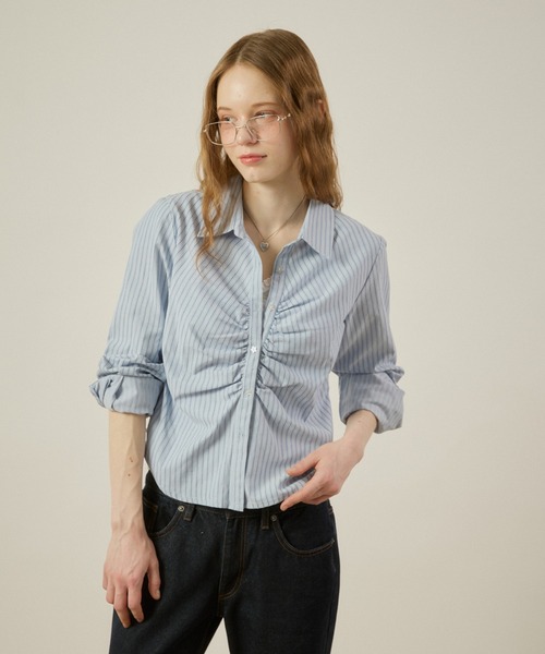 hazyl(ヘイジル)の「gather design shirt / ギャザーデザインシャツ(シャツ/ブラウス・レディース・ブルー系その他/ピンク系その他/オフホワイト・フリー)」の21枚目の写真