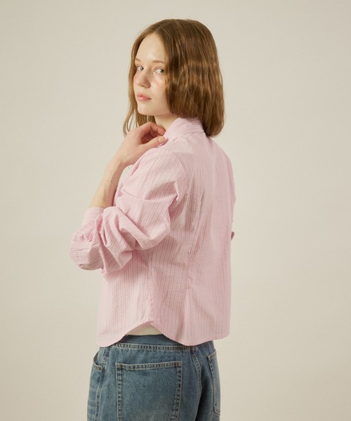 hazyl(ヘイジル)の「gather design shirt / ギャザーデザインシャツ(シャツ/ブラウス・レディース・ブルー系その他/ピンク系その他/オフホワイト・フリー)」の7枚目の写真