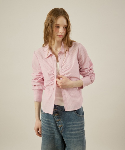 hazyl(ヘイジル)の「gather design shirt / ギャザーデザインシャツ(シャツ/ブラウス・レディース・ブルー系その他/ピンク系その他/オフホワイト・フリー)」の14枚目の写真