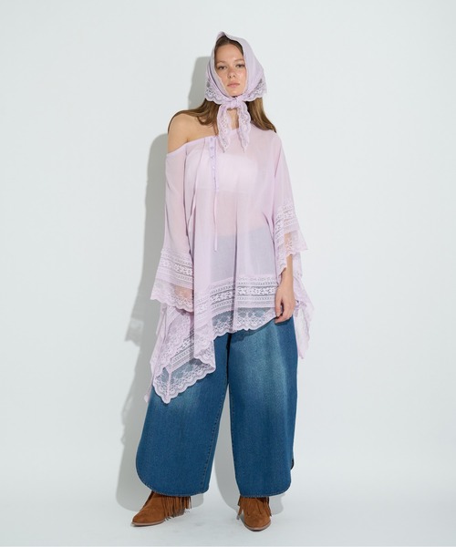 ANNA SUI NYC(アナ スイ エヌ ワイ シー)の「3WAY BOHO ポンチョ(シャツ/ブラウス・レディース・ラベンダー/ブラック/ホワイト・FREE)」の3枚目の写真