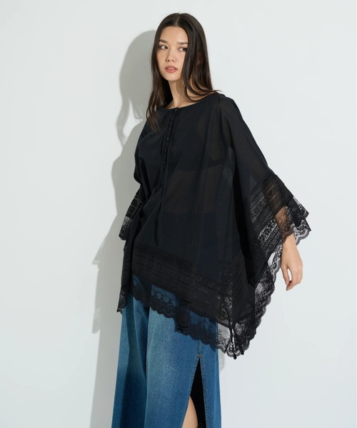 ANNA SUI NYC(アナ スイ エヌ ワイ シー)の「3WAY BOHO ポンチョ(シャツ/ブラウス・レディース・ラベンダー/ブラック/ホワイト・FREE)」の12枚目の写真