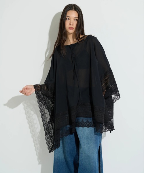 ANNA SUI NYC(アナ スイ エヌ ワイ シー)の「3WAY BOHO ポンチョ(シャツ/ブラウス・レディース・ラベンダー/ブラック/ホワイト・FREE)」の11枚目の写真