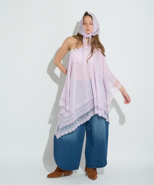 ANNA SUI NYC(アナ スイ エヌ ワイ シー)の「3WAY BOHO ポンチョ(シャツ/ブラウス・レディース・ラベンダー/ブラック/ホワイト・FREE)」の18枚目の写真