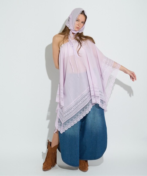 ANNA SUI NYC(アナ スイ エヌ ワイ シー)の「3WAY BOHO ポンチョ(シャツ/ブラウス・レディース・ラベンダー/ブラック/ホワイト・FREE)」の19枚目の写真