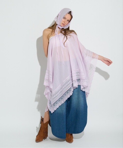 ANNA SUI NYC(アナ スイ エヌ ワイ シー)の「3WAY BOHO ポンチョ(シャツ/ブラウス・レディース・ラベンダー/ブラック/ホワイト・FREE)」の20枚目の写真