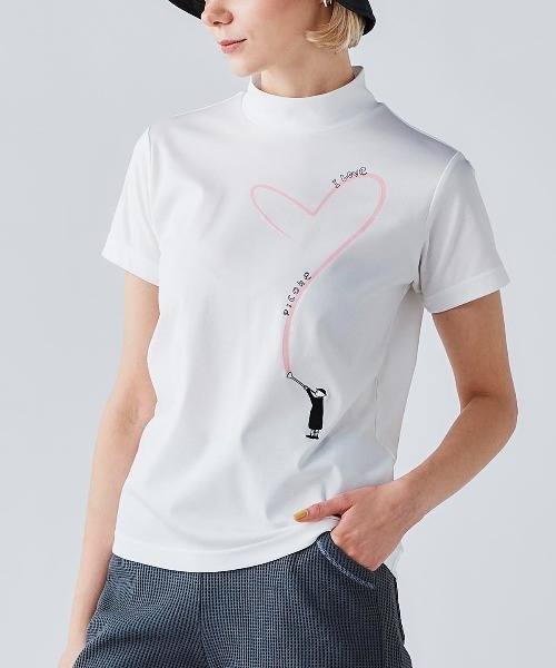 Picone CLUB（ピッコーネクラブ）の「ハートプリントプルオーバー（Tシャツ/カットソー・レディース・ブラック/ネイビー/ホワイト・13号/11号/9号）」の2枚目の写真