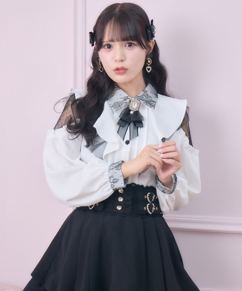 ROJITA（ロジータ）の「【revival】ラッフル肩開きブラウス（シャツ/ブラウス・レディース・ブラック/ピンク/ホワイト・FREE）」の2枚目の写真