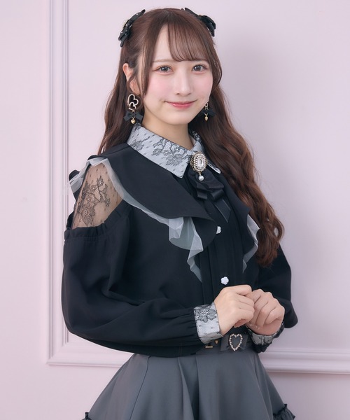 ROJITA（ロジータ）の「【revival】ラッフル肩開きブラウス（シャツ/ブラウス・レディース・ブラック/ピンク/ホワイト・FREE）」の13枚目の写真