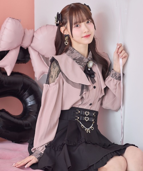 ROJITA（ロジータ）の「【revival】ラッフル肩開きブラウス（シャツ/ブラウス・レディース・ブラック/ピンク/ホワイト・FREE）」の6枚目の写真