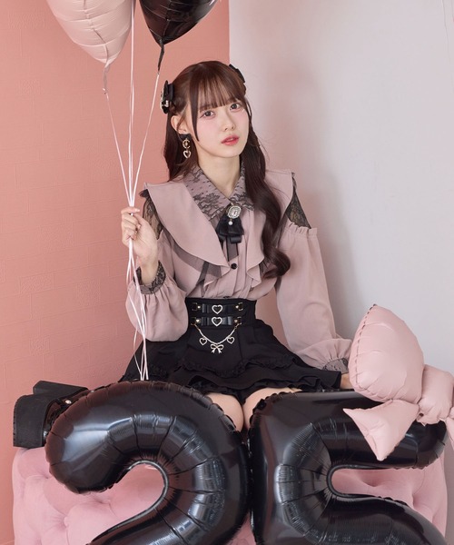 ROJITA（ロジータ）の「【revival】ラッフル肩開きブラウス（シャツ/ブラウス・レディース・ブラック/ピンク/ホワイト・FREE）」の9枚目の写真