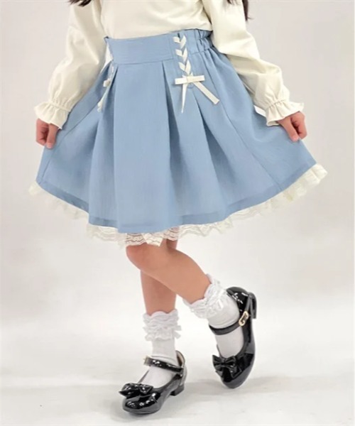axes femme（アクシーズファム）の「レースアップスカパン（その他パンツ・キッズ・サックスブルー/ピンク・X-LARGE/MEDIUM/LARGE）」の2枚目の写真