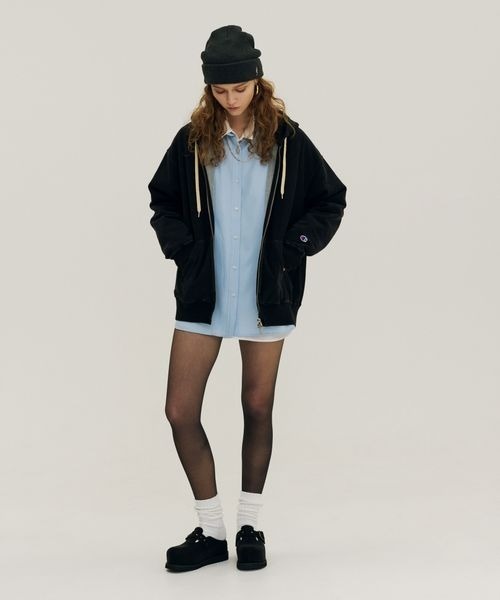 JEANASIS（ジーナシス）の「【Champion別注】インディゴブラックZIPパーカー/594295（パーカー・レディース・ブラック系その他・FREE）」の7枚目の写真