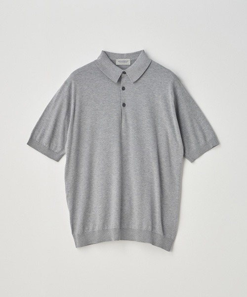 JOHN SMEDLEY(ジョンスメドレー)の「半袖コットンニットポロシャツ(ポロシャツ・メンズ・グレー・M/L/XL)」の1枚目の写真