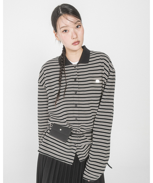 HAVISM(ヘビズム)の「AURORA STRIPE COLLAR CARDIGAN(BLACK)(カーディガン/ボレロ・レディース・その他・ONE SIZE)」の2枚目の写真
