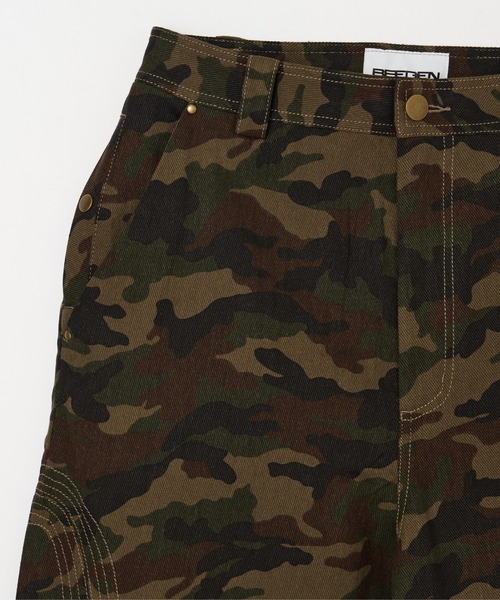 BEEDEN(ビーデン)の「STITCH DESIGN LOOSE PANTS(チノパンツ・レディース・カモフラージュ/ベージュ/レッド・SMALL/MEDIUM)」の9枚目の写真