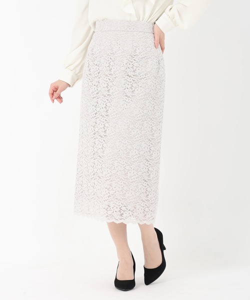 STRAWBERRY-FIELDS(ストロベリーフィールズ)の「コードフルールレース_コードレースタイトスカート(スカート・レディース・ネイビー/ピンクベージュ/グレー・1/2)」の2枚目の写真