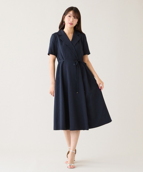 Rose Tiara（ローズティアラ）の「【速乾性/吸汗性】ラップ風シャツワンピース（ワンピース・レディース・グリーン/ネイビー・42/38/46）」の2枚目の写真