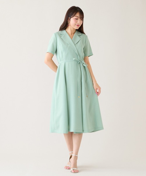 Rose Tiara（ローズティアラ）の「【速乾性/吸汗性】ラップ風シャツワンピース（ワンピース・レディース・グリーン/ネイビー・42/38/46）」の21枚目の写真