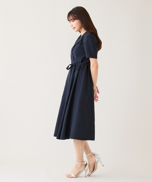 Rose Tiara（ローズティアラ）の「【速乾性/吸汗性】ラップ風シャツワンピース（ワンピース・レディース・グリーン/ネイビー・42/38/46）」の5枚目の写真