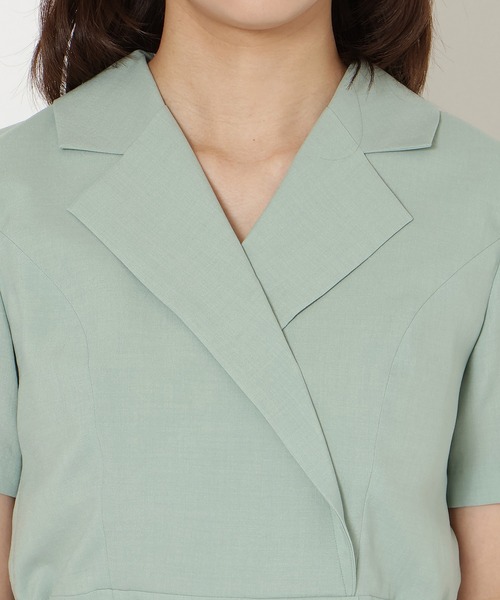 Rose Tiara（ローズティアラ）の「【速乾性/吸汗性】ラップ風シャツワンピース（ワンピース・レディース・グリーン/ネイビー・42/38/46）」の13枚目の写真