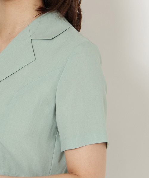 Rose Tiara（ローズティアラ）の「【速乾性/吸汗性】ラップ風シャツワンピース（ワンピース・レディース・グリーン/ネイビー・42/38/46）」の15枚目の写真