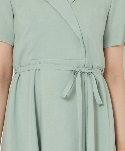 Rose Tiara（ローズティアラ）の「【速乾性/吸汗性】ラップ風シャツワンピース（ワンピース・レディース・グリーン/ネイビー・42/38/46）」の16枚目の写真