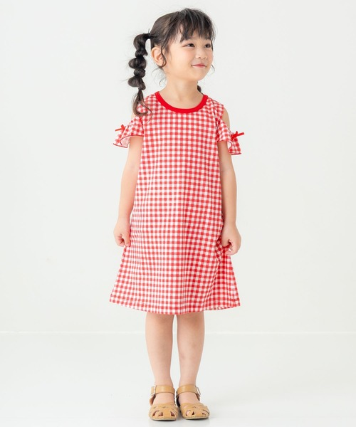 SUNDAYS SUN(サンデイズ サン)の「【リンクコーデ】 オープンショルダー フリル袖 ワンピース(ギンガム・花柄)(ワンピース・キッズ・ブラック/レッド/イエロー/ブルー・100/120/110/90/130)」の8枚目の写真