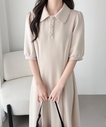 ABITOKYO（アビトーキョー）の「ボリュウーム袖ポロ衿Aラインロングワンピース（ワンピース）」