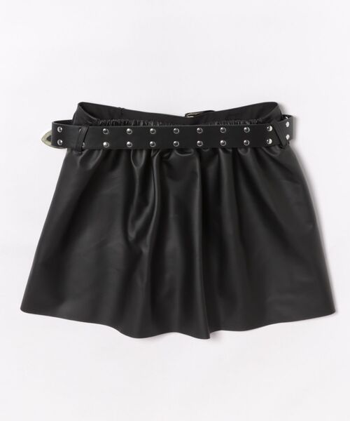 CECIL McBEE(セシルマクビー)の「ベルト付き合皮プリーツスカート(スカート・レディース・ブラック・MEDIUM/LARGE)」の2枚目の写真