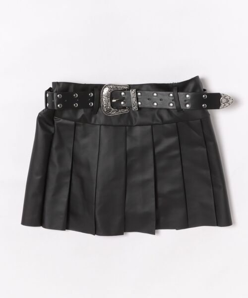 CECIL McBEE(セシルマクビー)の「ベルト付き合皮プリーツスカート(スカート・レディース・ブラック・MEDIUM/LARGE)」の9枚目の写真