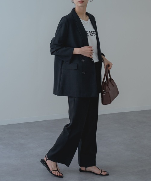 ANNA LUNA(アンナルナ)の「【ANNA LUNA】軽やかな リネンライク タック ストレートパンツ(スラックス・レディース・ブラック/ベージュ・MEDIUM)」の10枚目の写真