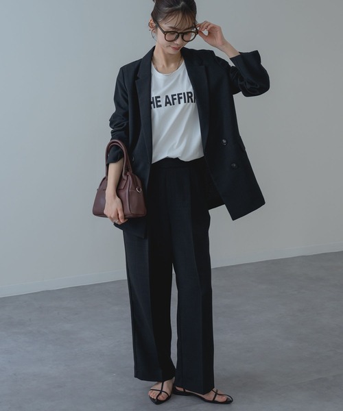 ANNA LUNA(アンナルナ)の「【ANNA LUNA】軽やかな リネンライク タック ストレートパンツ(スラックス・レディース・ブラック/ベージュ・MEDIUM)」の3枚目の写真