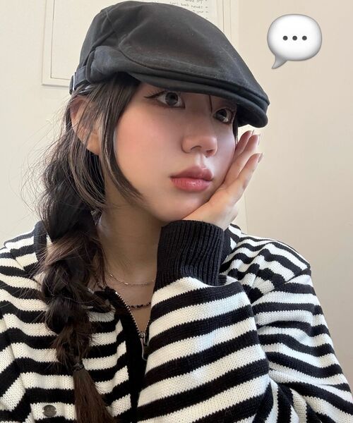 AWESOME STUDIO（オーサムスタジオ）の「ストライプニットフードジップアップブラック（カーディガン/ボレロ・レディース・ブラック・FREE）」の5枚目の写真