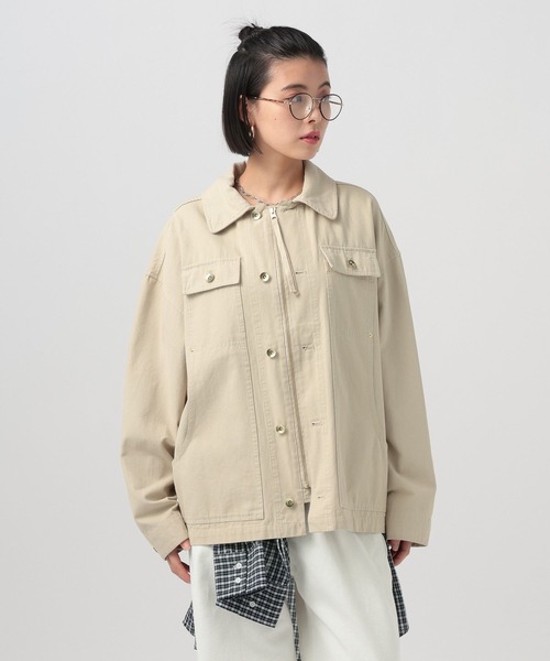 BAYFLOW(ベイフロー)の「ヘビーオックスミリタリージャケット(ブルゾン・レディース・カーキ/グレイッシュベージュ・FREE)」の9枚目の写真