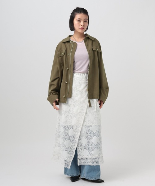 BAYFLOW(ベイフロー)の「ヘビーオックスミリタリージャケット(ブルゾン・レディース・カーキ/グレイッシュベージュ・FREE)」の10枚目の写真