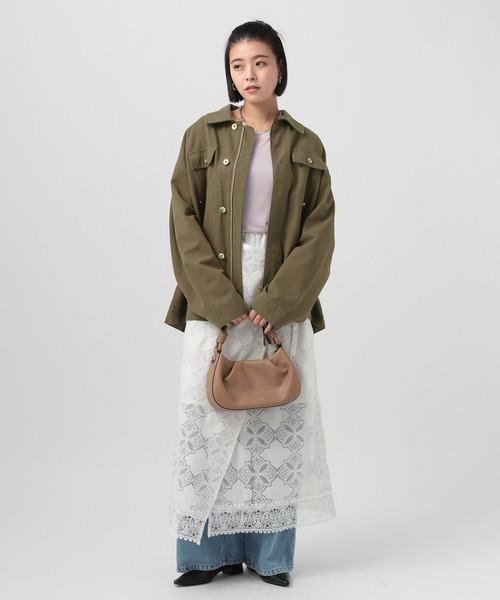 BAYFLOW(ベイフロー)の「ヘビーオックスミリタリージャケット(ブルゾン・レディース・カーキ/グレイッシュベージュ・FREE)」の12枚目の写真