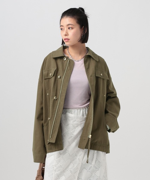 BAYFLOW(ベイフロー)の「ヘビーオックスミリタリージャケット(ブルゾン・レディース・カーキ/グレイッシュベージュ・FREE)」の13枚目の写真