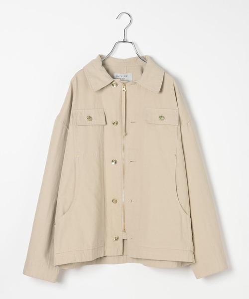 BAYFLOW(ベイフロー)の「ヘビーオックスミリタリージャケット(ブルゾン・レディース・カーキ/グレイッシュベージュ・FREE)」の18枚目の写真