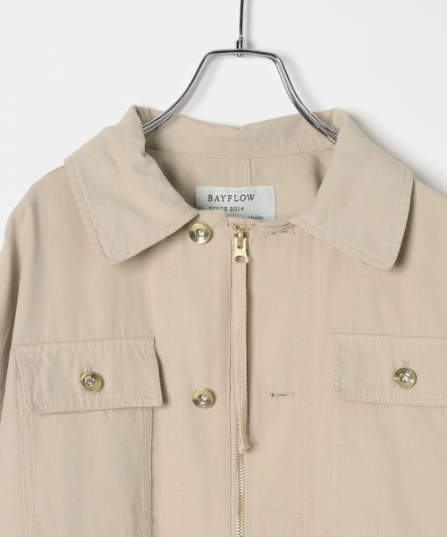 BAYFLOW(ベイフロー)の「ヘビーオックスミリタリージャケット(ブルゾン・レディース・カーキ/グレイッシュベージュ・FREE)」の22枚目の写真