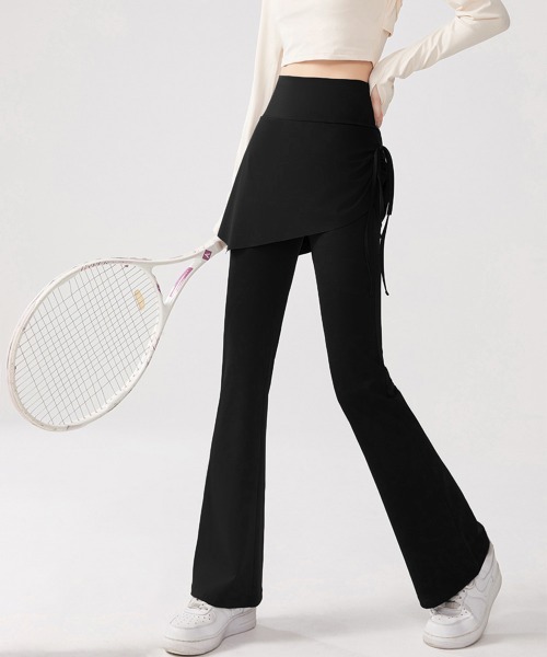 Miniministore（ミニミニストア）の「ヨガパンツ スカート付きセミフレアパンツ（スラックス・レディース・チャコールグレー/ブラック・FREE）」の10枚目の写真