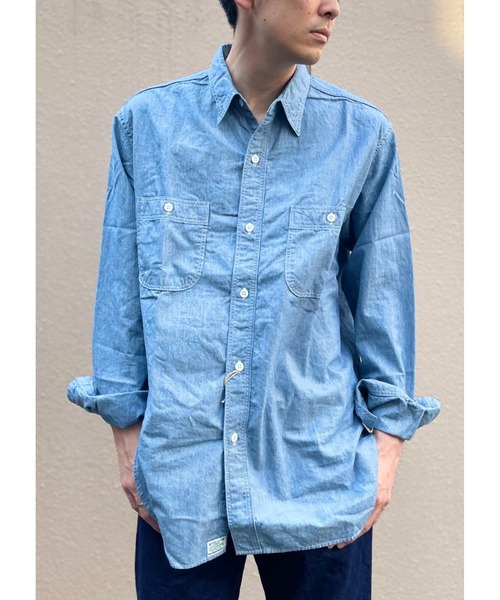 orSlow（オアスロウ）の「orSlow/オアスロウ　リラックスフィットシャンブレーワークシャツ ヒッコリー　RELAX FIT CHAMBRAY WORK SHIRT HICKORY（シャツ/ブラウス・メンズ・ストライプ・3/2）」の6枚目の写真