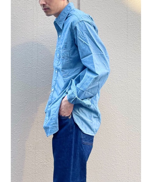 orSlow（オアスロウ）の「orSlow/オアスロウ　リラックスフィットシャンブレーワークシャツ ヒッコリー　RELAX FIT CHAMBRAY WORK SHIRT HICKORY（シャツ/ブラウス・メンズ・ストライプ・3/2）」の7枚目の写真