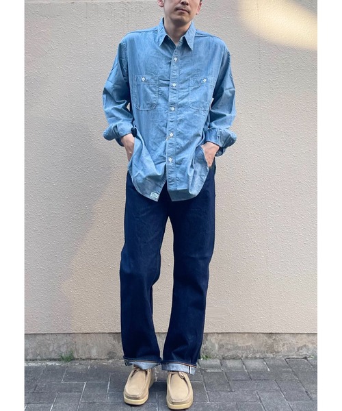 orSlow（オアスロウ）の「orSlow/オアスロウ　リラックスフィットシャンブレーワークシャツ ヒッコリー　RELAX FIT CHAMBRAY WORK SHIRT HICKORY（シャツ/ブラウス・メンズ・ストライプ・3/2）」の9枚目の写真