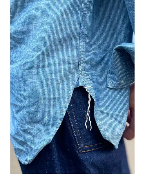 orSlow（オアスロウ）の「orSlow/オアスロウ　リラックスフィットシャンブレーワークシャツ ヒッコリー　RELAX FIT CHAMBRAY WORK SHIRT HICKORY（シャツ/ブラウス・メンズ・ストライプ・3/2）」の5枚目の写真