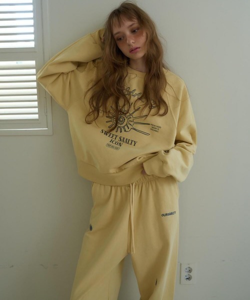 oursaalty(アウアソルティ)の「FOSSIL WIDE PANTS(スウェットパンツ・レディース・レモンイエロー・FREE)」の5枚目の写真