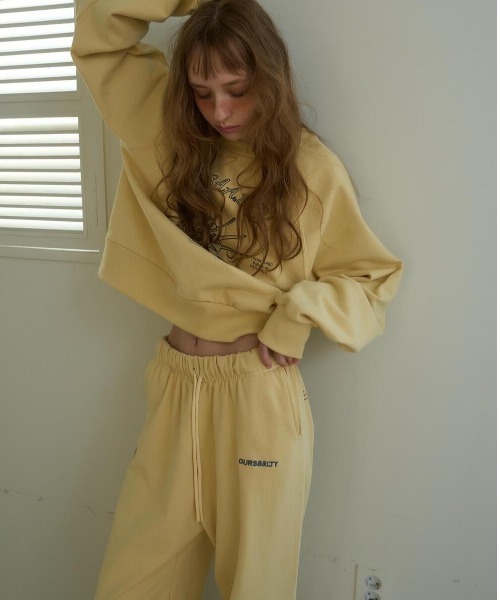 oursaalty(アウアソルティ)の「FOSSIL WIDE PANTS(スウェットパンツ・レディース・レモンイエロー・FREE)」の6枚目の写真