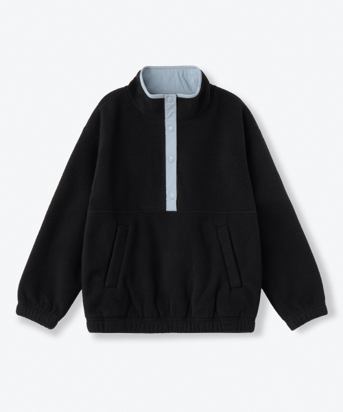 MUSINSA STANDARD KIDS（ムシンサスタンダードキッズ）の「オーバーサイズポラフリースアノラック[ブラック]（その他トップス・レディース・その他・100/120/130/150/140/110）」の2枚目の写真