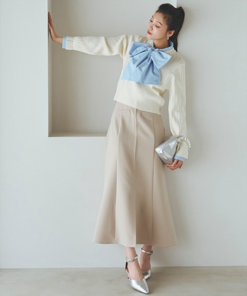 AND COUTURE(アンドクチュール)の「フロントZIPマーメイドスカート(スカート・レディース・イエロー/ベージュ/ブルー/ブラック・MEDIUM/SMALL)」の12枚目の写真
