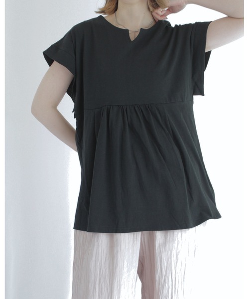 amini(アミニ)の「キーネックフレアカットソー(Tシャツ/カットソー・レディース・ブルー/ブラック/アイボリー・MEDIUM)」の11枚目の写真