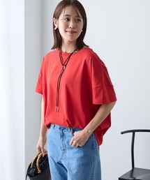 【Aunely】ひんやり 360°きれい見え コクーンシルエット ミニマル Tシャツ <YOSOOIシリーズ>